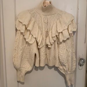 ZARA cropped balloon sleeve knit sweater